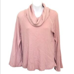 Maeve Pink Cowl Neck Bell Sleeve Long Sleeve Top